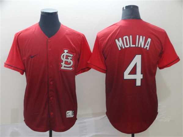 Mens St. Louis Cardinals #4 Yadier Molina Red Fade Stitched Baseball Jersey